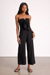 Sunshine Aura Black Tie-Front Strapless Jumpsuit