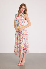 In My Dreams Ivory Multi Floral Print Midi Dress