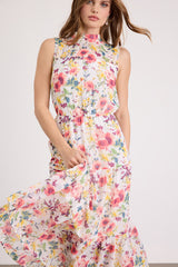 In My Dreams Ivory Multi Floral Print Midi Dress