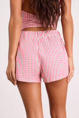 Harmony Pink Gingham High-Rise Shorts