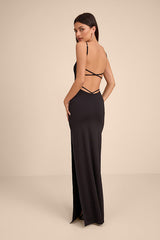 Carys Black Strappy Column Maxi Dress