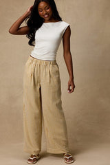 Tilly Tan Gingham Mid-Rise Wide-Leg Pants