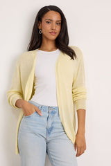 Clean Aesthetic Light Yellow Knit Cardigan Sweater