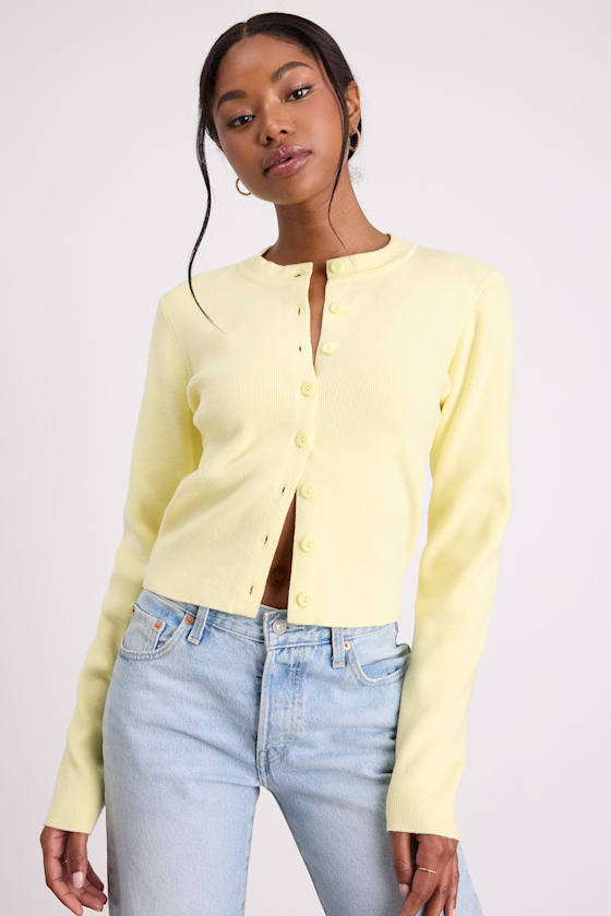 Araya Light Yellow Button-Up Cardigan