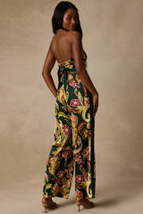 Marissa Green Boho Satin Tie-Back Two-Piece Jumpsuit