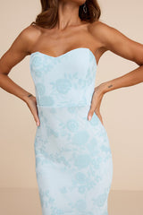 Mayley Light Blue Sequin Strapless Maxi Dress