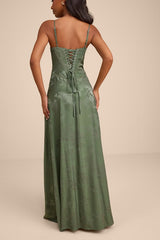 Elin Sage Floral Jacquard Lace-Up Maxi Dress