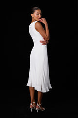 Renea White Ruffled Sleeveless Midi Dress