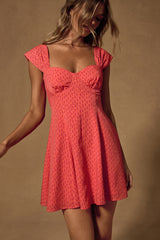Filicia Coral Ditsy Floral Cap Sleeve Mini Dress