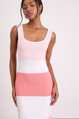 Easily Gorgeous Ivory and Pink Striped Midi Sweater Dress