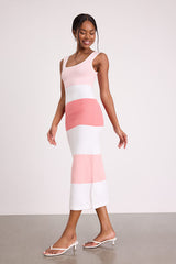 Easily Gorgeous Ivory and Pink Striped Midi Sweater Dress