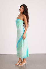 Jaylah Mint Multi Mesh Strapless Midi Dress