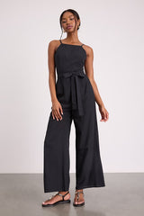 Messina Black Striped Wide-Leg Jumpsuit