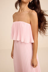 Arietta Light Pink Pleated Strapless Maxi Dress