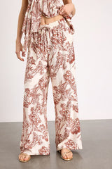 Rona Ivory and Brown Floral Two-Piece Jumpsuit
