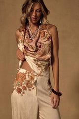 Bahari Cream Multi Boho Print Two-Piece Jumpsuit
