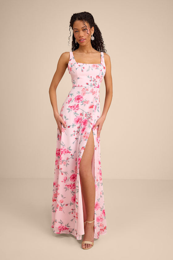 Remarkable Arrival Light Pink Floral Sleeveless Maxi Dress