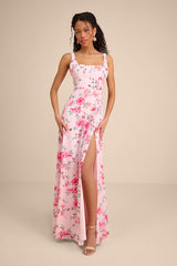 Remarkable Arrival Light Pink Floral Sleeveless Maxi Dress