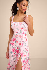 Remarkable Arrival Light Pink Floral Sleeveless Maxi Dress