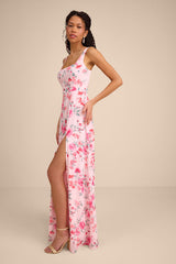 Remarkable Arrival Light Pink Floral Sleeveless Maxi Dress