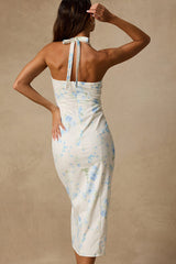 Arrosa White Floral Halter Midi Dress