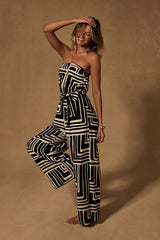 Lanora Black Abstract Print Wide-Leg Jumpsuit