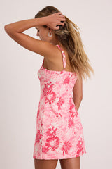 Exuberant Chicness Light Pink Floral Sleeveless Mini Dress