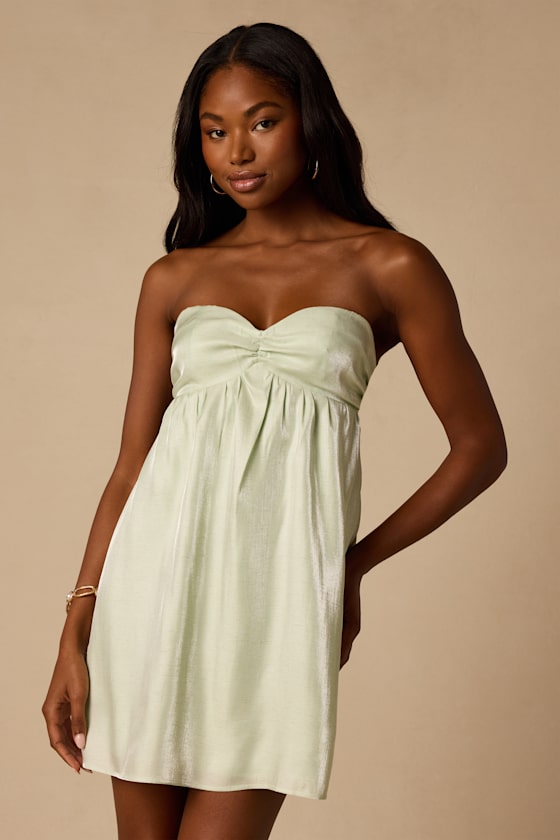 Clarissa Light Mint Tie-Back Mini Dress