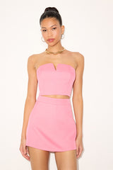 Beata Pink Strapless Two-Piece Skort Romper