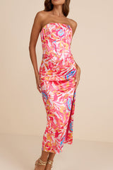 Deasia Pink Multi Floral Bustier Midi Dress