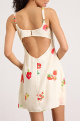 Malandra Cream Multi Print Satin Mini Dress