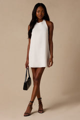 Perrie White Backless Shift Mini Dress