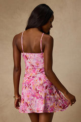Apolline Pink Multi Floral Halter Mini Dress