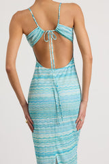 Alanza Turquoise Multi Tie-Back Sweater Midi Dress