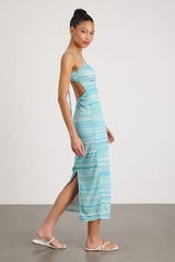 Alanza Turquoise Multi Tie-Back Sweater Midi Dress