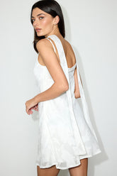 Aydah White Floral Burnout Slip Mini Dress and Scarf Set