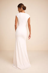 Alena White Cap Sleeve Mermaid Maxi Dress
