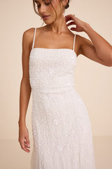 Liliane White Beaded Sleeveless Maxi Dress
