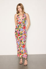 Janelle Black Multi Floral Backless Maxi Dress