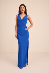 Marlesa Royal Blue Cowl Back Maxi Dress