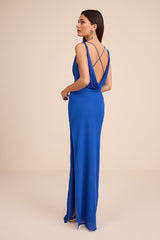 Marlesa Royal Blue Cowl Back Maxi Dress
