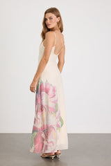 Rayan Cream Multi Floral Scoop Back Maxi Dress