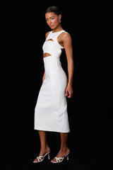 Brenda White Cutout Bodycon Midi Dress