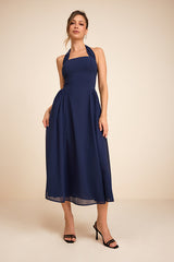 Conway Navy Blue Halter Midi Dress