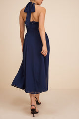 Conway Navy Blue Halter Midi Dress