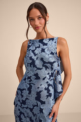Narelle Navy Floral Burnout Ruffled Maxi Dress