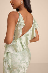 Narelle Sage Floral Burnout Ruffled Maxi Dress