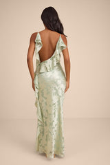 Narelle Sage Floral Burnout Ruffled Maxi Dress