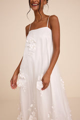 Allie White Floral Applique Shift Maxi Dress