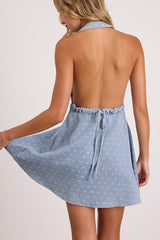 Neese Light Wash Polka Dot Denim Mini Dress
